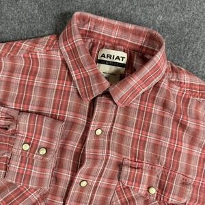 Ariat Retro Fit Plaid Western Shirt Mens L‎ Long Sleeve Button Front Casual